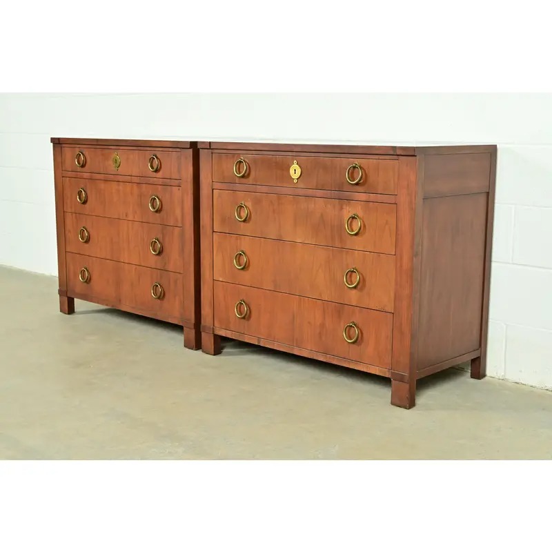 Baker Furniture French Empire Cherry Wood Dressers or Chests of Drawers, Pair - Image 3