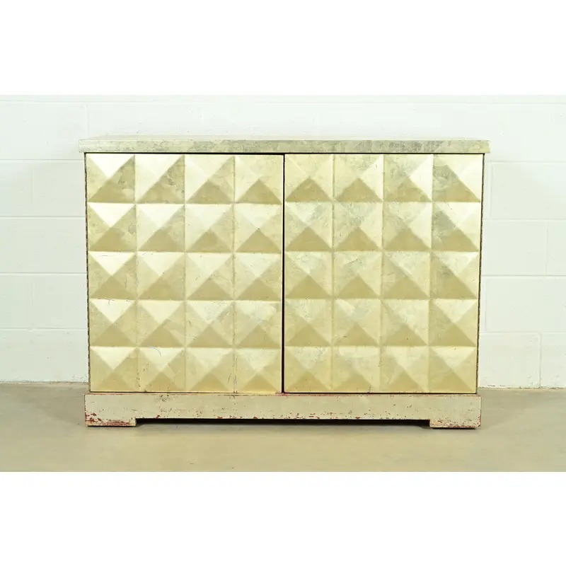 Barbara Barry for Baker Furniture Diamond Silver Leaf Cabinet or Credenza - Image 3