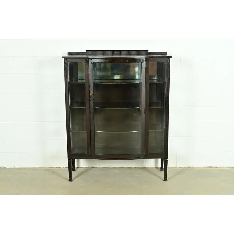 Berkey & Gay Style Antique French Regency Louis XVI Carved Mahogany Bookcase or Display Cabinet, Circa 1900 - Image 3