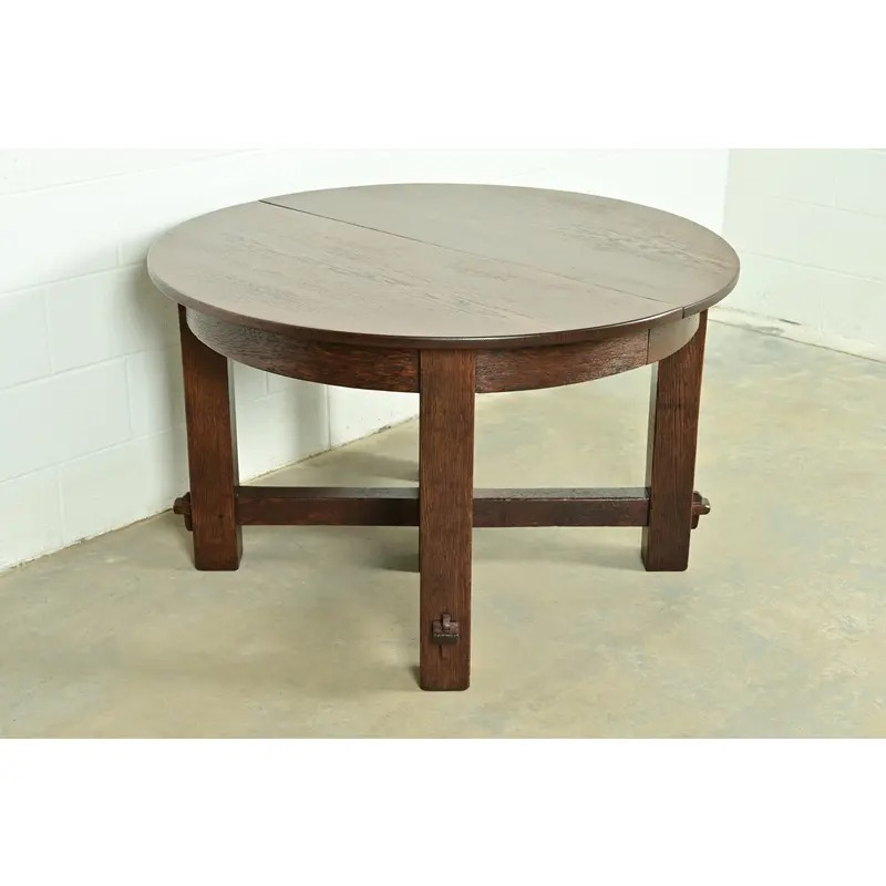 Early Gustav Stickley Antique Mission Oak Arts & Crafts Extension Dining Table, Newly Refinished - Image 3