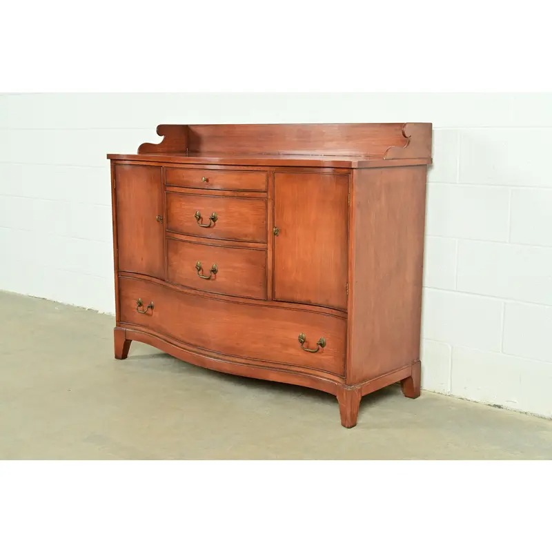Federal Cherry Wood Serpentine Front Sideboard Buffet by Morganton, Circa 1950s - Image 3
