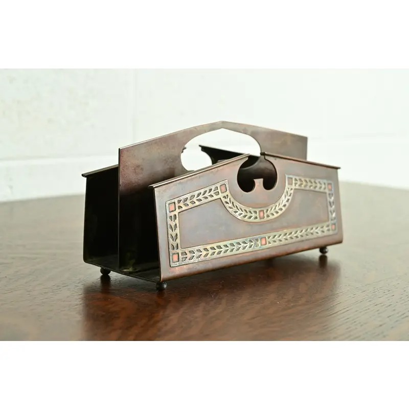 Heintz Arts & Crafts Sterling Silver on Bronze Letter Rack - Image 3