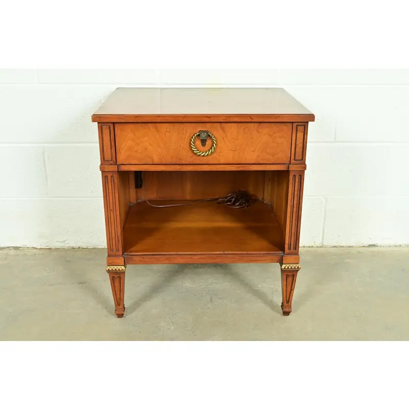 Henredon French Regency Louis XVI Carved Walnut Nightstand, Circa 1960s - Image 3