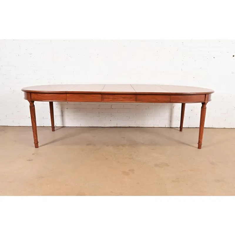 Henredon Style French Regency Louis XVI Teak Extension Dining Table, Newly Refinished - Image 3