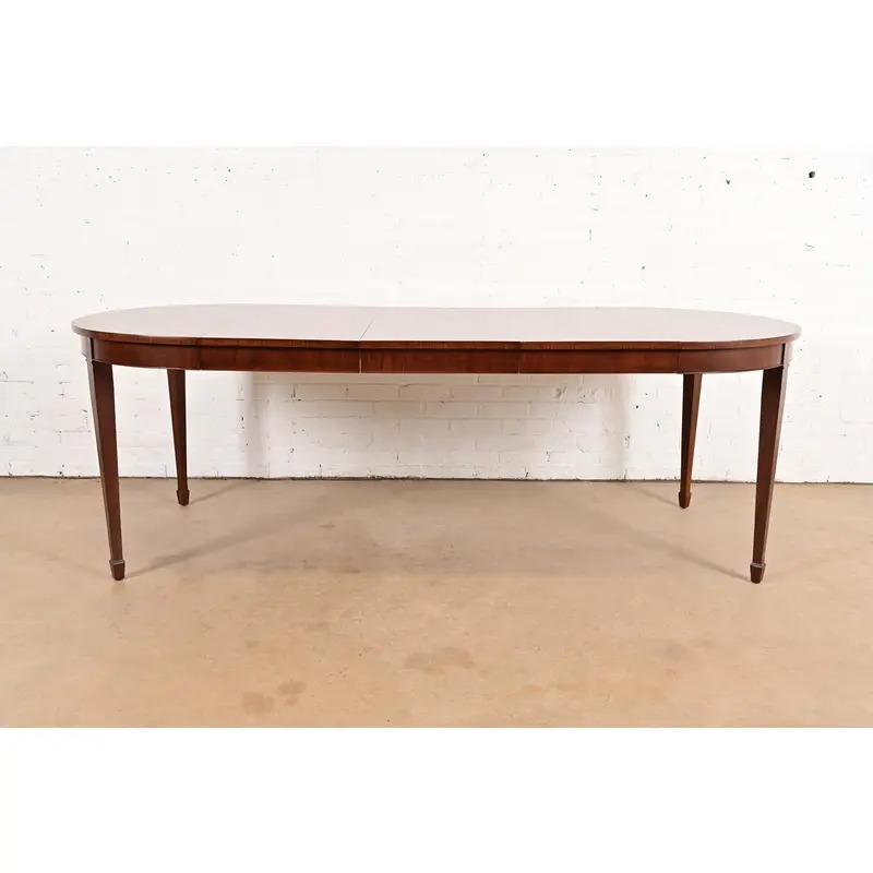 Kindel Furniture Federal Banded Mahogany Extension Dining Table, Newly Refinished - Image 3