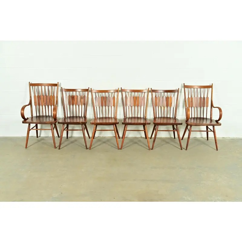 Kipp Stewart for Drexel Declaration Sculpted Walnut Dining Chairs, Set of Six - Image 3