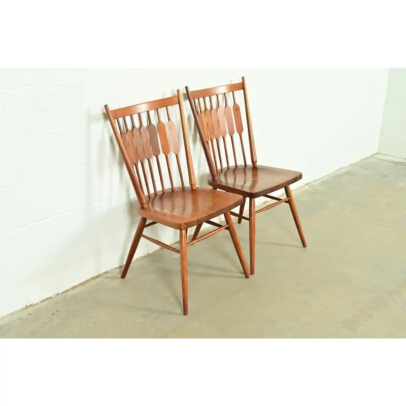 Kipp Stewart for Drexel Declaration Sculpted Walnut Side Chairs or Dining Chairs, Pair - Image 3