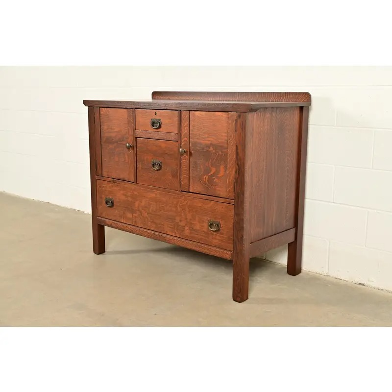 Lifetime Furniture Antique Mission Oak Arts & Crafts Sideboard, Newly Refinished - Image 3
