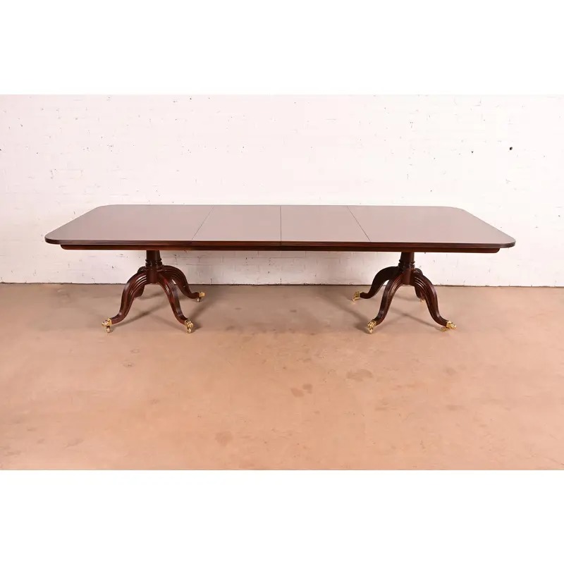 Ralph Lauren Regency Carved Mahogany "Duke" Extension Dining Table, Newly Refinished - Image 3