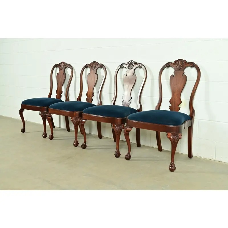 Smith & Watson Georgian Carved Mahogany Dining Chairs, Set of Four - Image 3