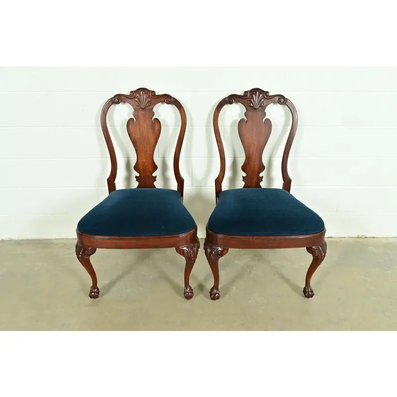 Smith & Watson Georgian Carved Mahogany Side Chairs or Dining Chairs, Pair - Image 3