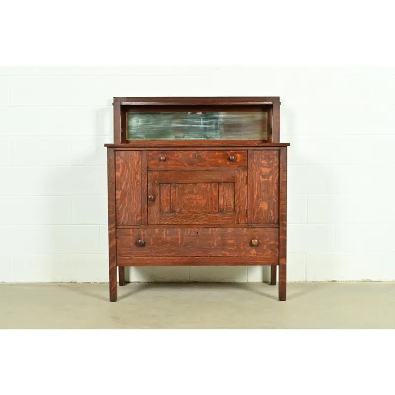 Stickley Brothers Style Antique Mission Oak Arts & Crafts Sideboard or Bar Cabinet, Circa 1910 - Image 3