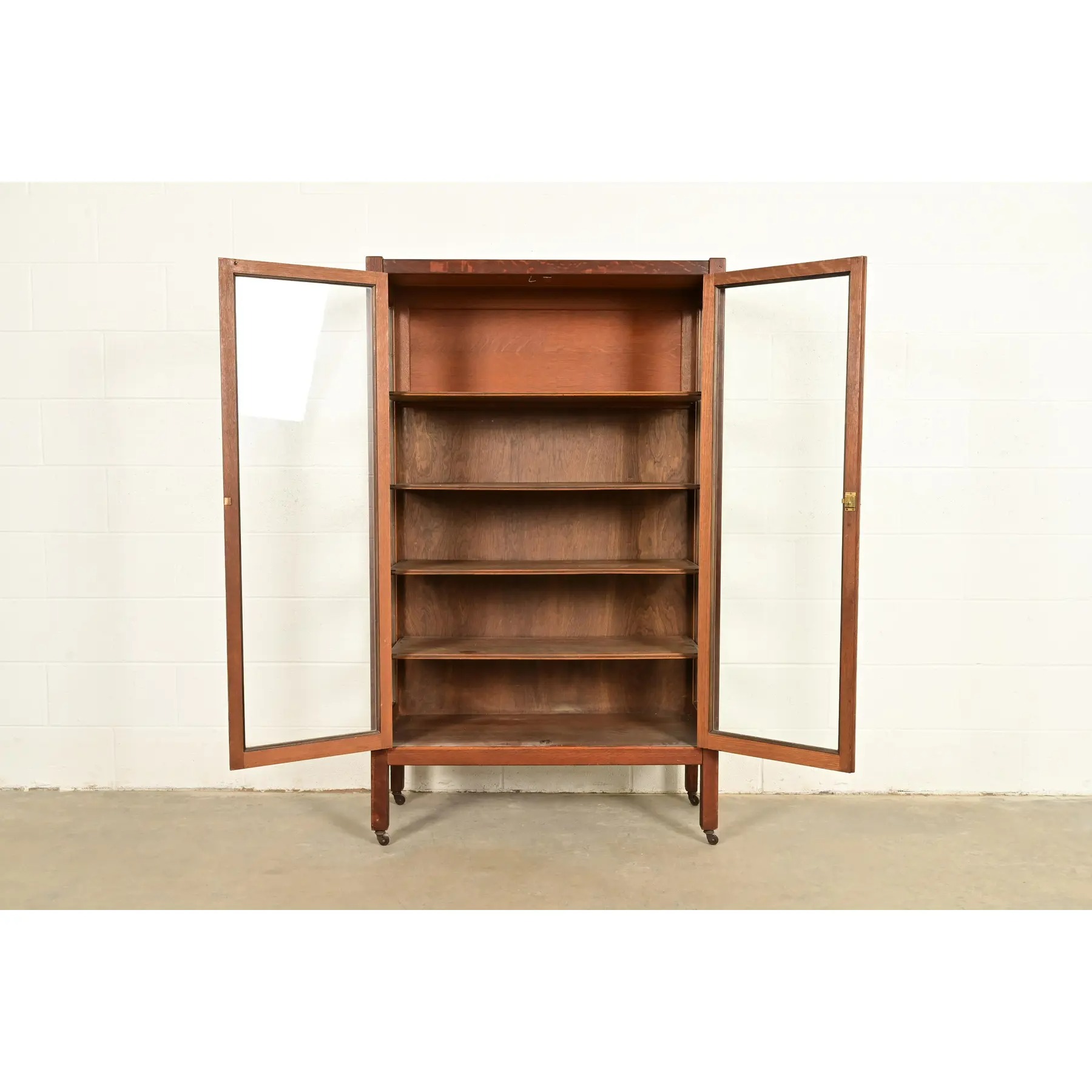 Stickley Brothers Style Antique Mission Oak Arts & Crafts Bookcase Cabinet, Circa 1910 - Image 5