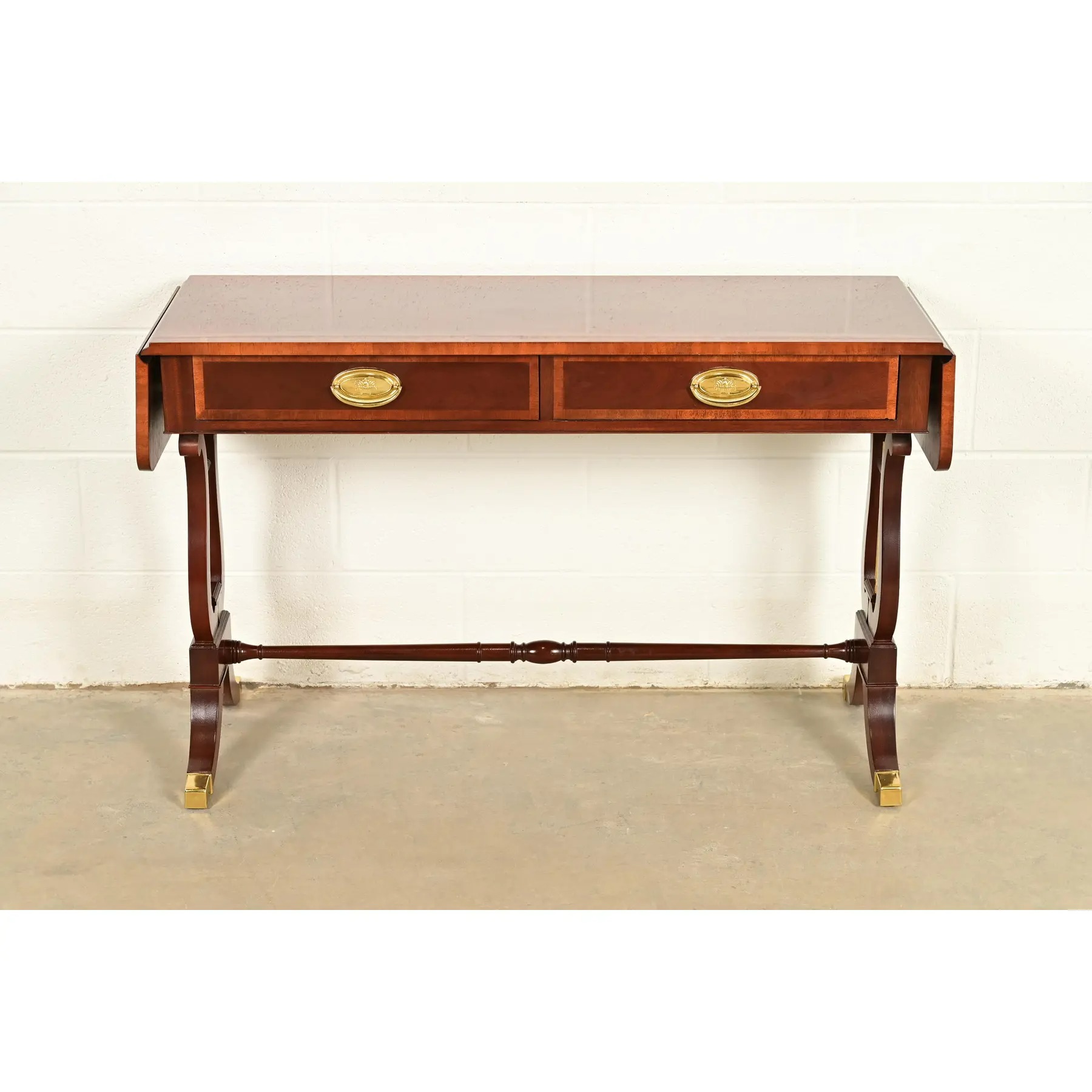 Baker Furniture English Regency Lyre Base Console or Sofa Table - Image 3