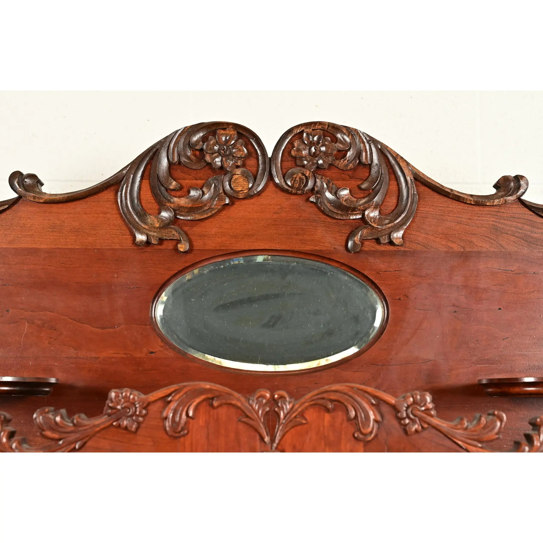 Antique Victorian Carved Cherry Wood Two-Door Bookcase Cabinet, Circa 1880s - Image 8