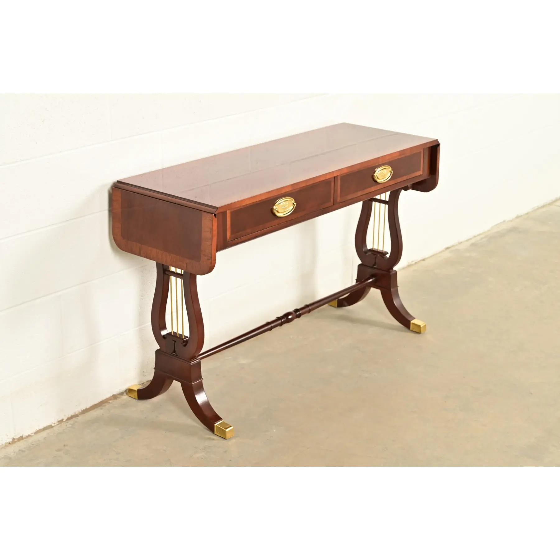 Baker Furniture English Regency Lyre Base Console or Sofa Table - Image 4
