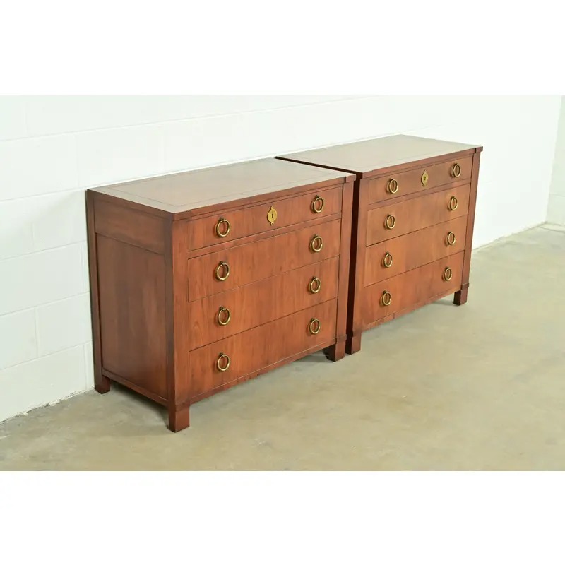 Baker Furniture French Empire Cherry Wood Dressers or Chests of Drawers, Pair - Image 4