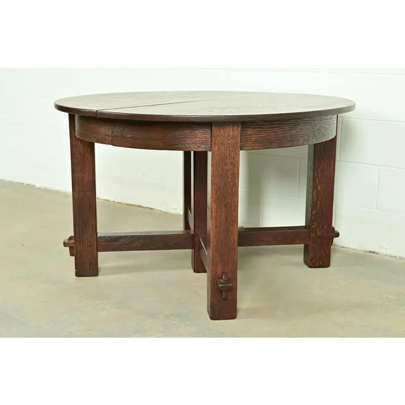 Early Gustav Stickley Antique Mission Oak Arts & Crafts Extension Dining Table, Newly Refinished - Image 4