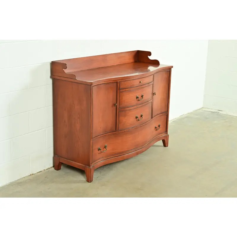 Federal Cherry Wood Serpentine Front Sideboard Buffet by Morganton, Circa 1950s - Image 4
