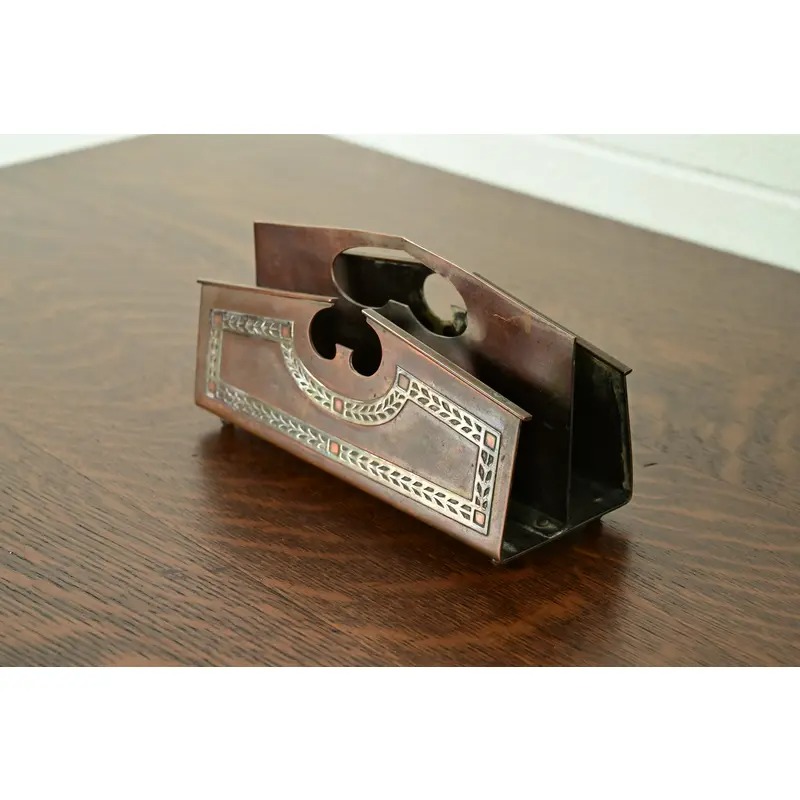 Heintz Arts & Crafts Sterling Silver on Bronze Letter Rack - Image 4