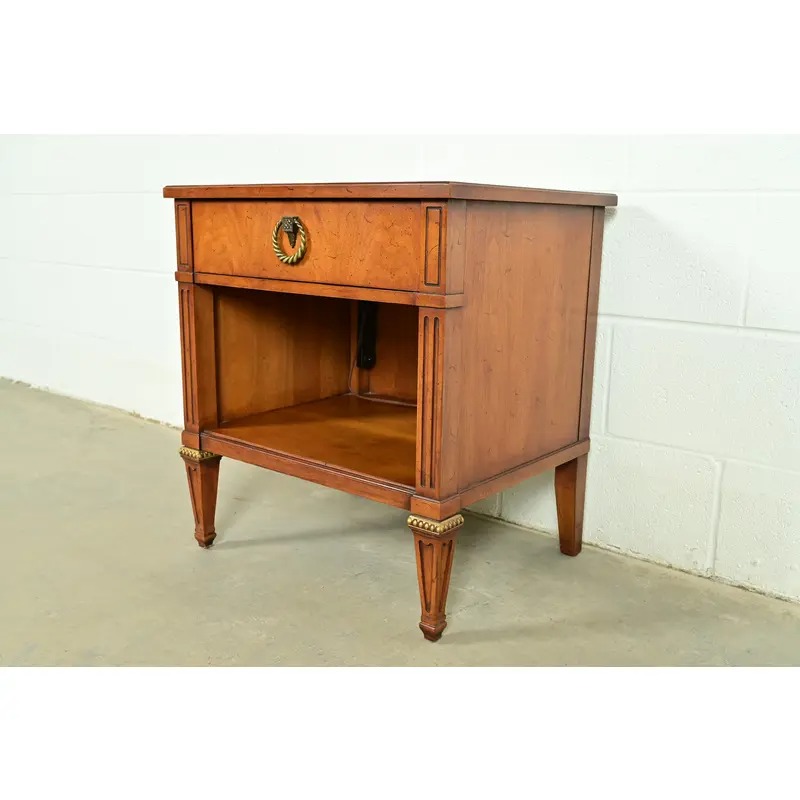 Henredon French Regency Louis XVI Carved Walnut Nightstand, Circa 1960s - Image 4