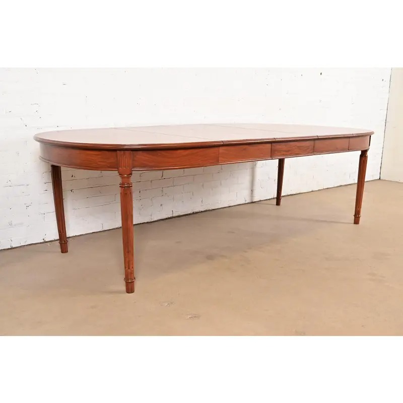 Henredon Style French Regency Louis XVI Teak Extension Dining Table, Newly Refinished - Image 4