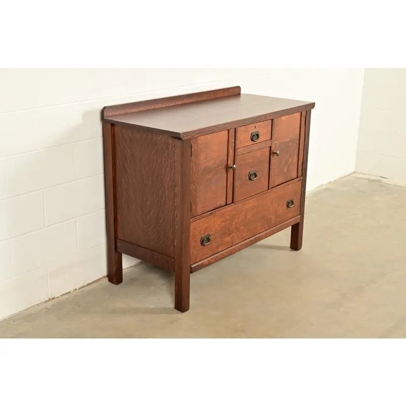 Lifetime Furniture Antique Mission Oak Arts & Crafts Sideboard, Newly Refinished - Image 4