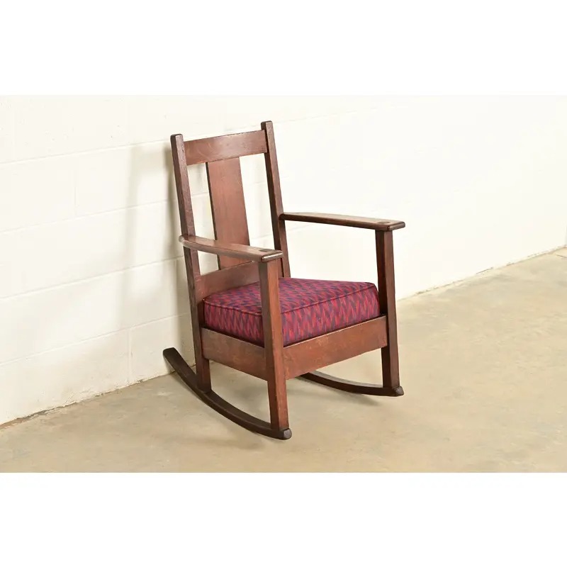 Limbert Antique Mission Oak Arts & Crafts Rocking Chair, Circa 1910 - Image 4