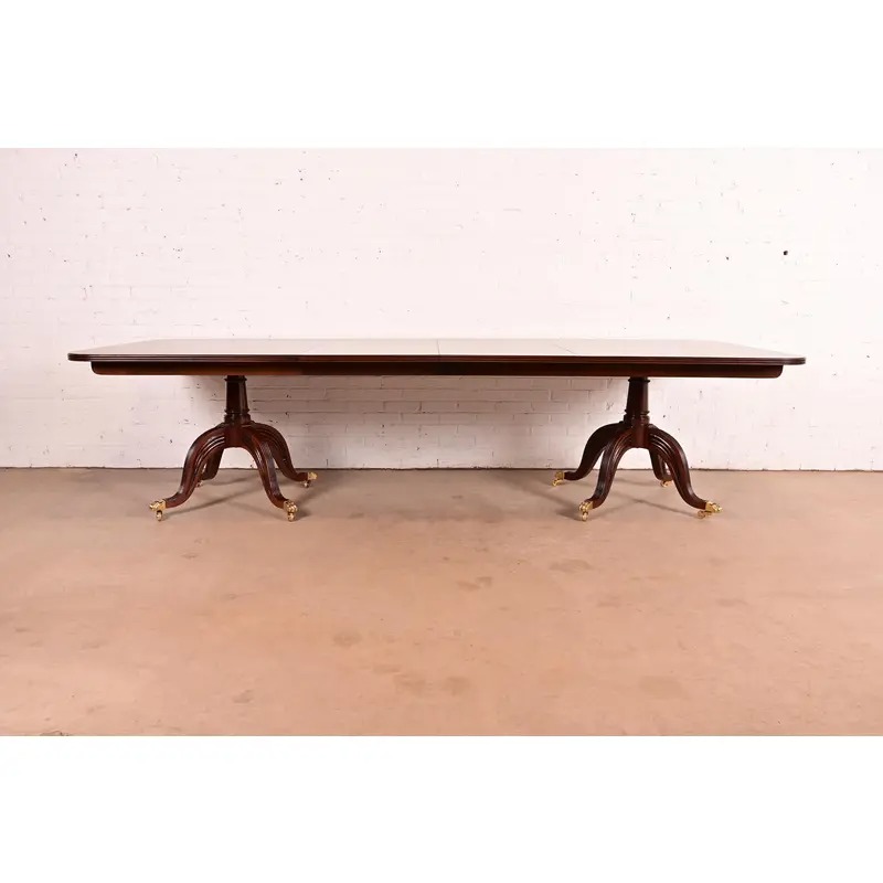 Ralph Lauren Regency Carved Mahogany "Duke" Extension Dining Table, Newly Refinished - Image 4