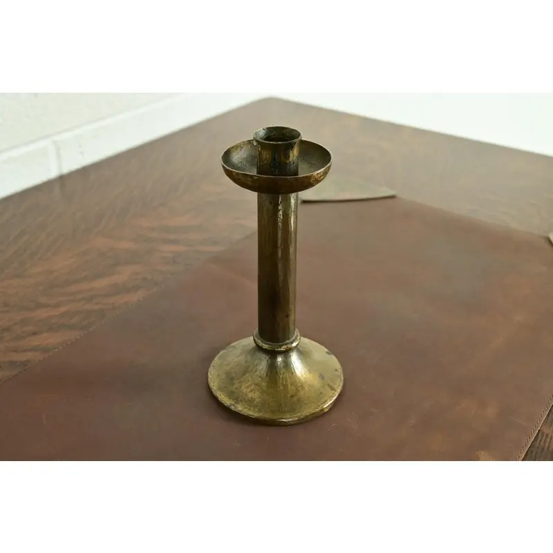 Roycroft Arts & Crafts Brass Finished Hammered Copper Candlestick - Image 4