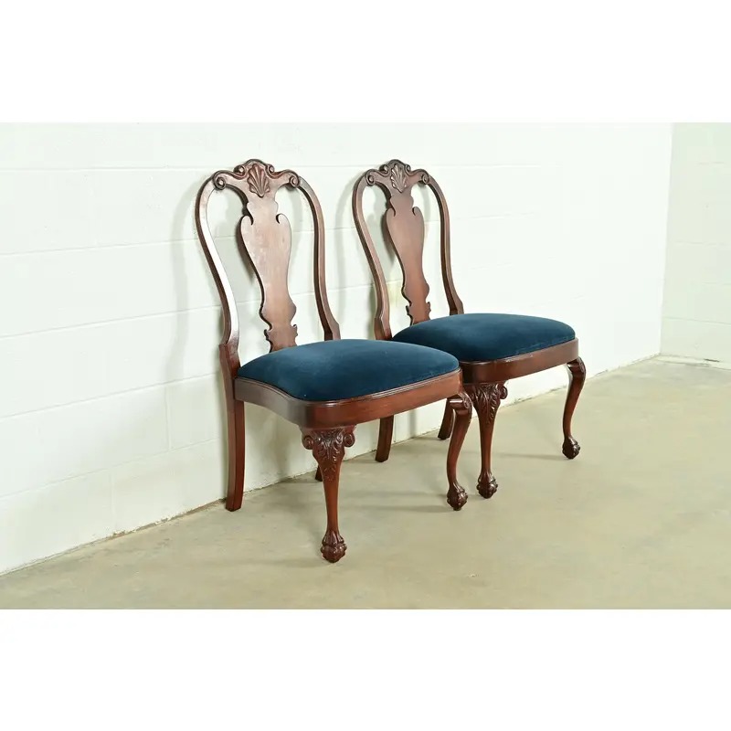 Smith & Watson Georgian Carved Mahogany Side Chairs or Dining Chairs, Pair - Image 4