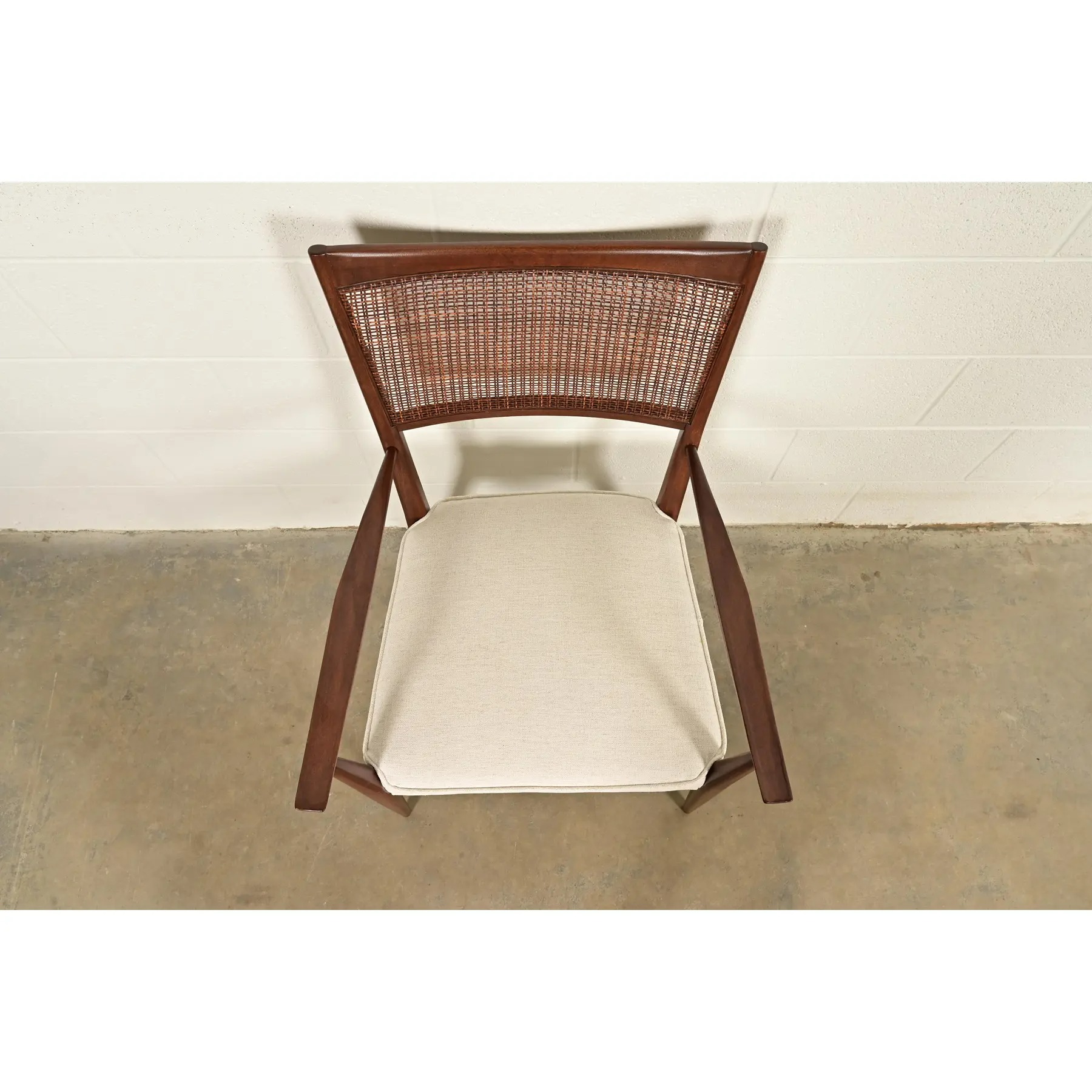 Paul McCobb Irwin Collection Mid-Century Modern Sculpted Walnut Cane Back Armchair, Newly Refinished - Image 6