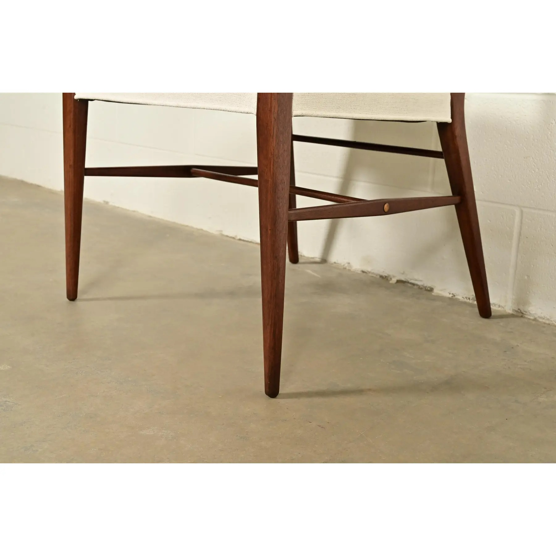 Paul McCobb Irwin Collection Mid-Century Modern Sculpted Walnut Cane Back Armchairs, Newly Refinished - Image 10