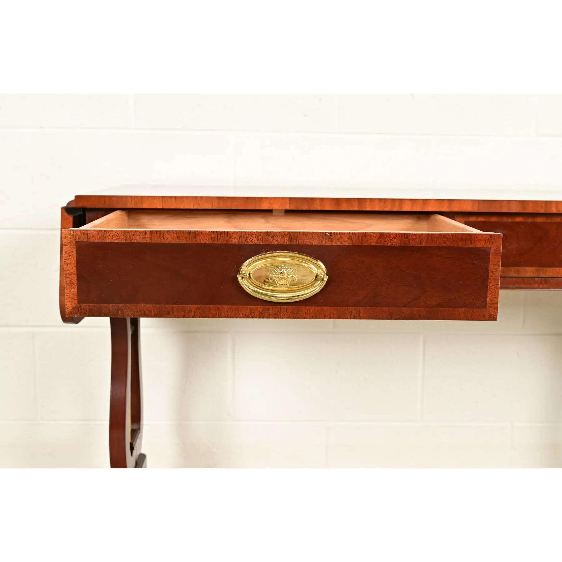 Baker Furniture English Regency Lyre Base Console or Sofa Table - Image 8