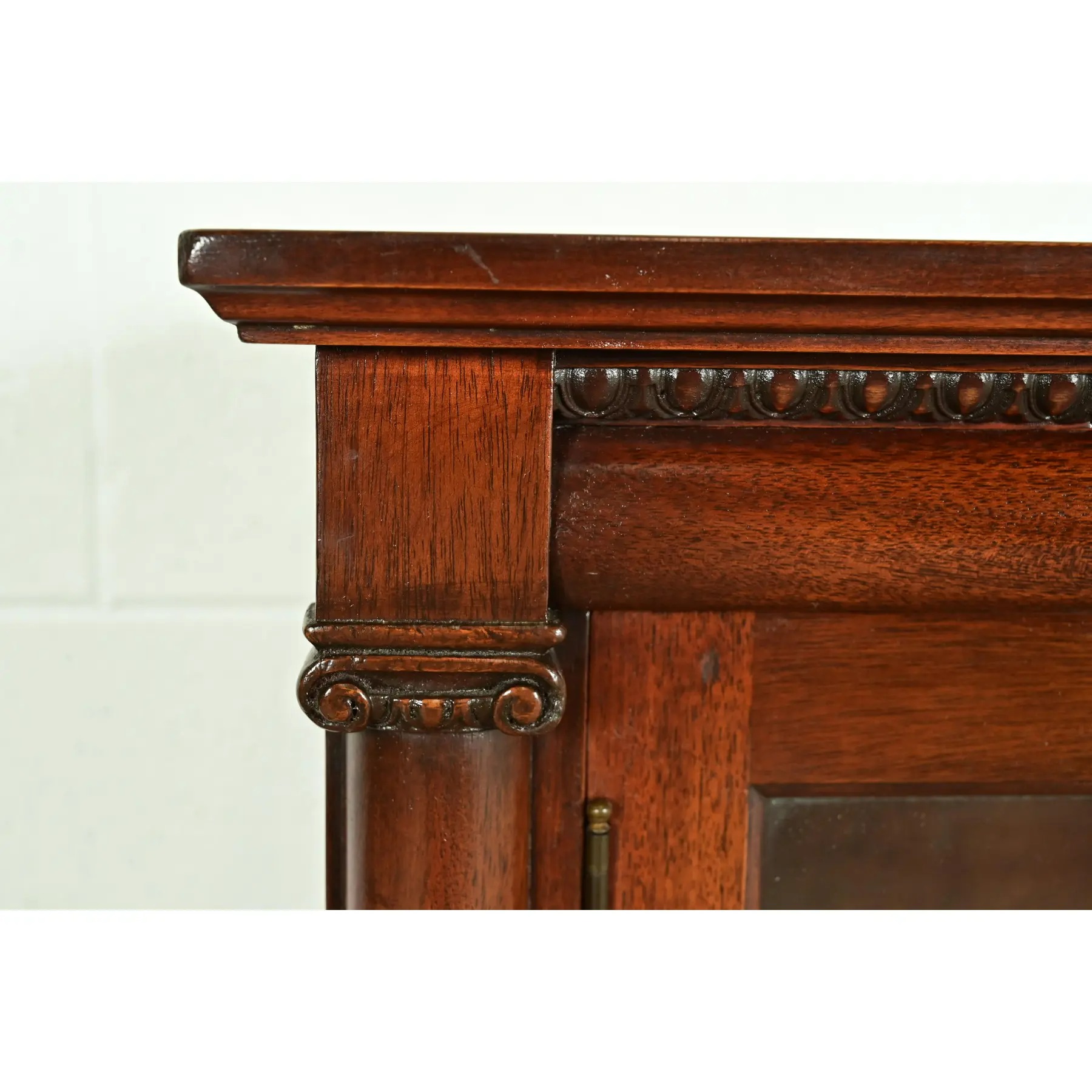R. J. Horner Style Antique American Empire Carved Mahogany Glass Front Double Bookcase, Circa 1890s - Image 7
