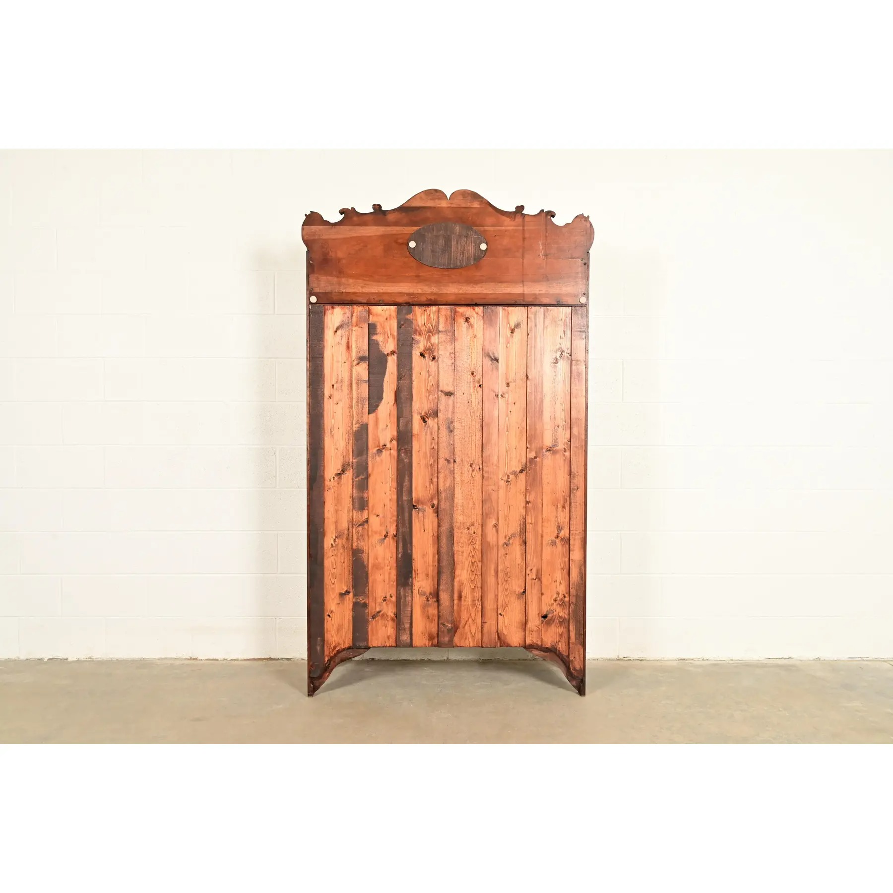 Antique Victorian Carved Cherry Wood Two-Door Bookcase Cabinet, Circa 1880s - Image 11