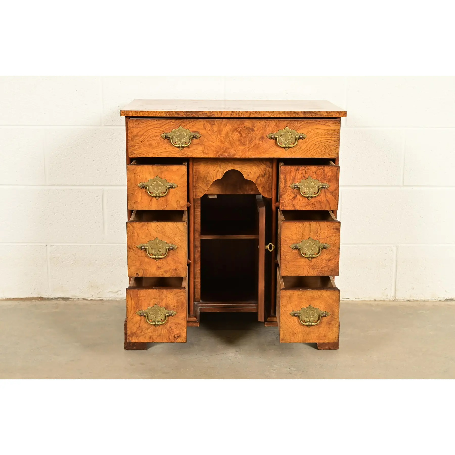 Baker Furniture Georgian Burled Walnut Writing Desk, Circa 1970s - Image 5