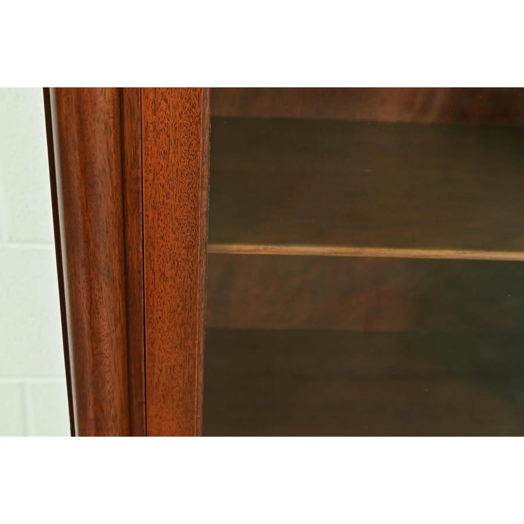R. J. Horner Style Antique American Empire Carved Mahogany Glass Front Double Bookcase, Circa 1890s - Image 8