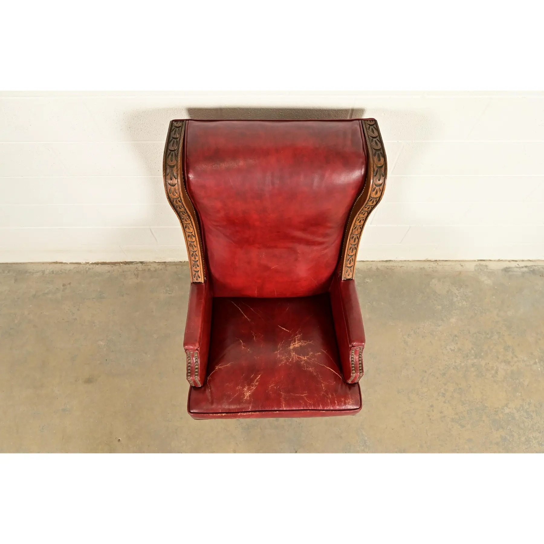 Romweber Viking Oak and Leather High Back Executive Swivel Desk Chair, Circa 1960s - Image 5