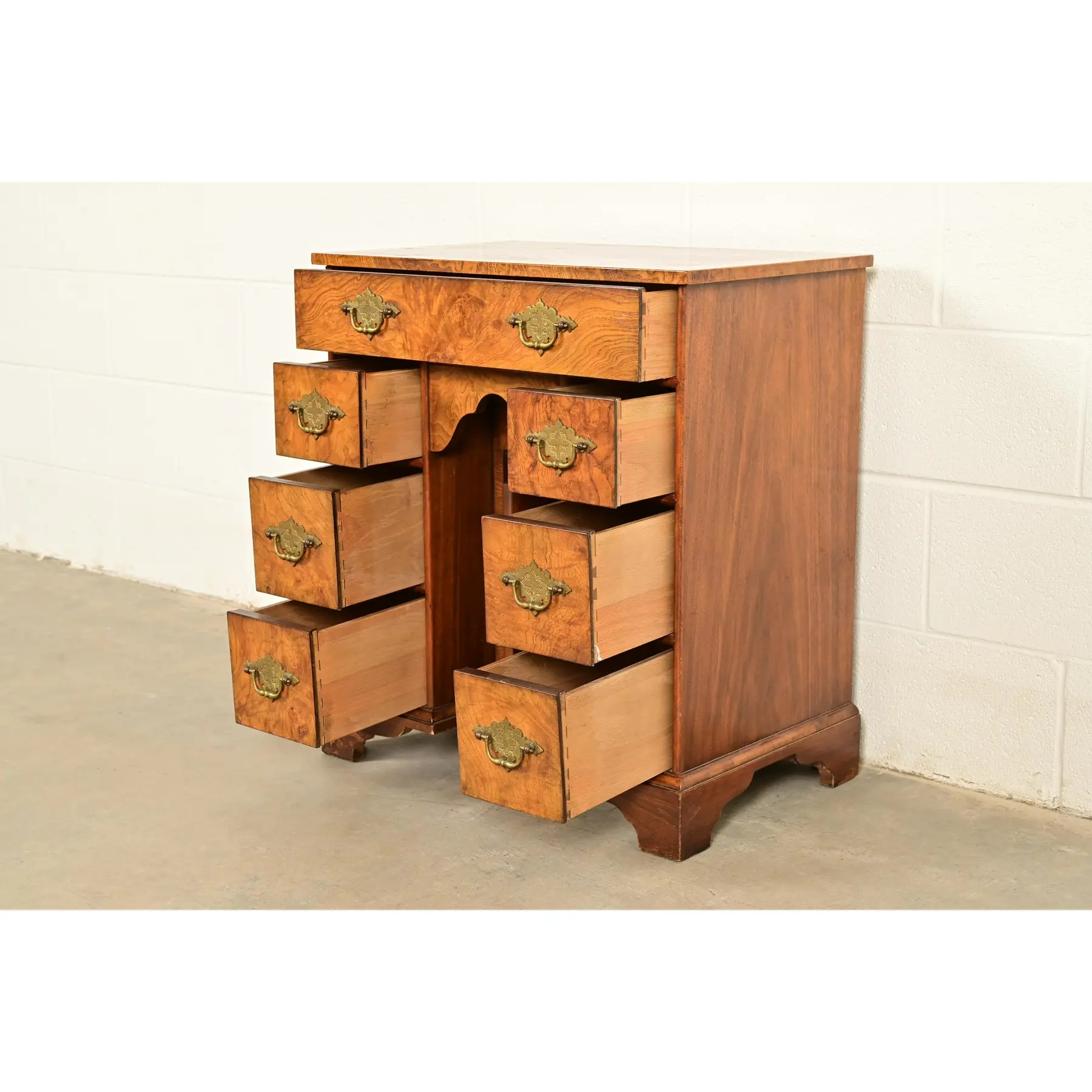 Baker Furniture Georgian Burled Walnut Writing Desk, Circa 1970s - Image 6