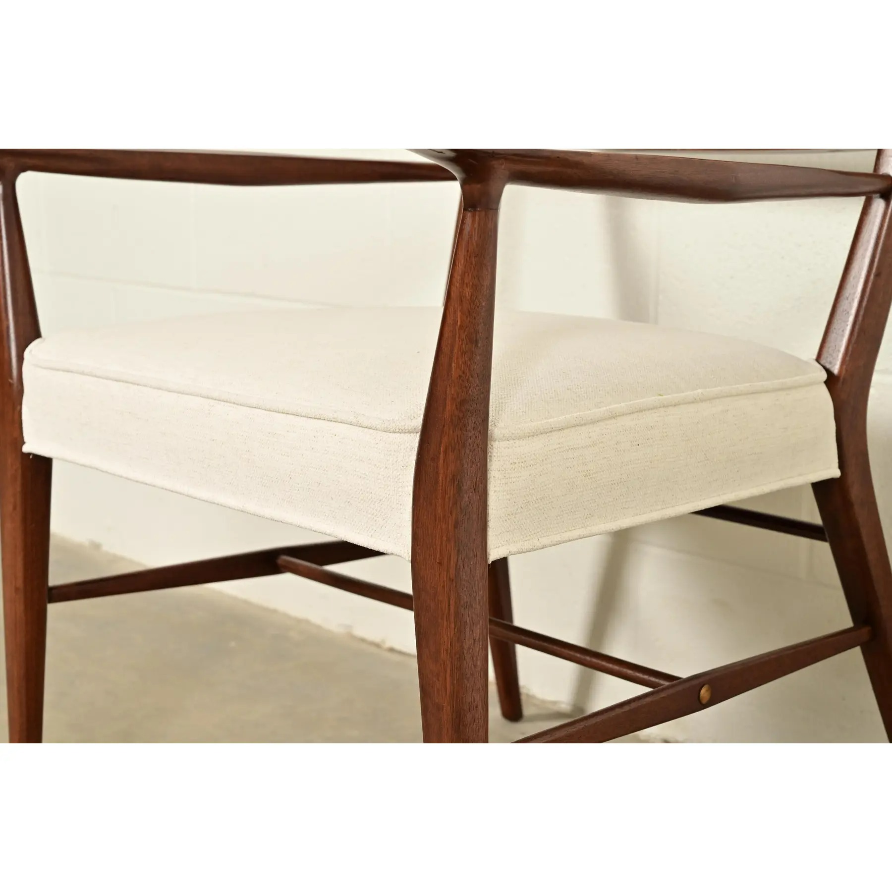 Paul McCobb Irwin Collection Mid-Century Modern Sculpted Walnut Cane Back Armchair, Newly Refinished - Image 11
