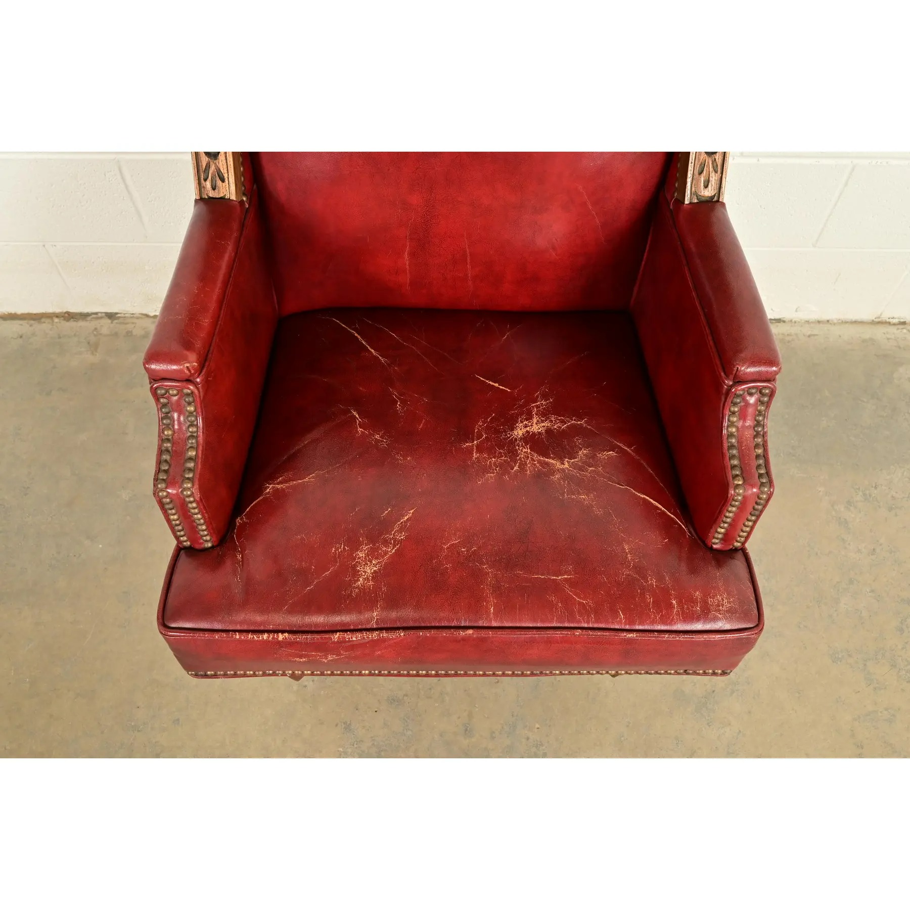 Romweber Viking Oak and Leather High Back Executive Swivel Desk Chair, Circa 1960s - Image 7