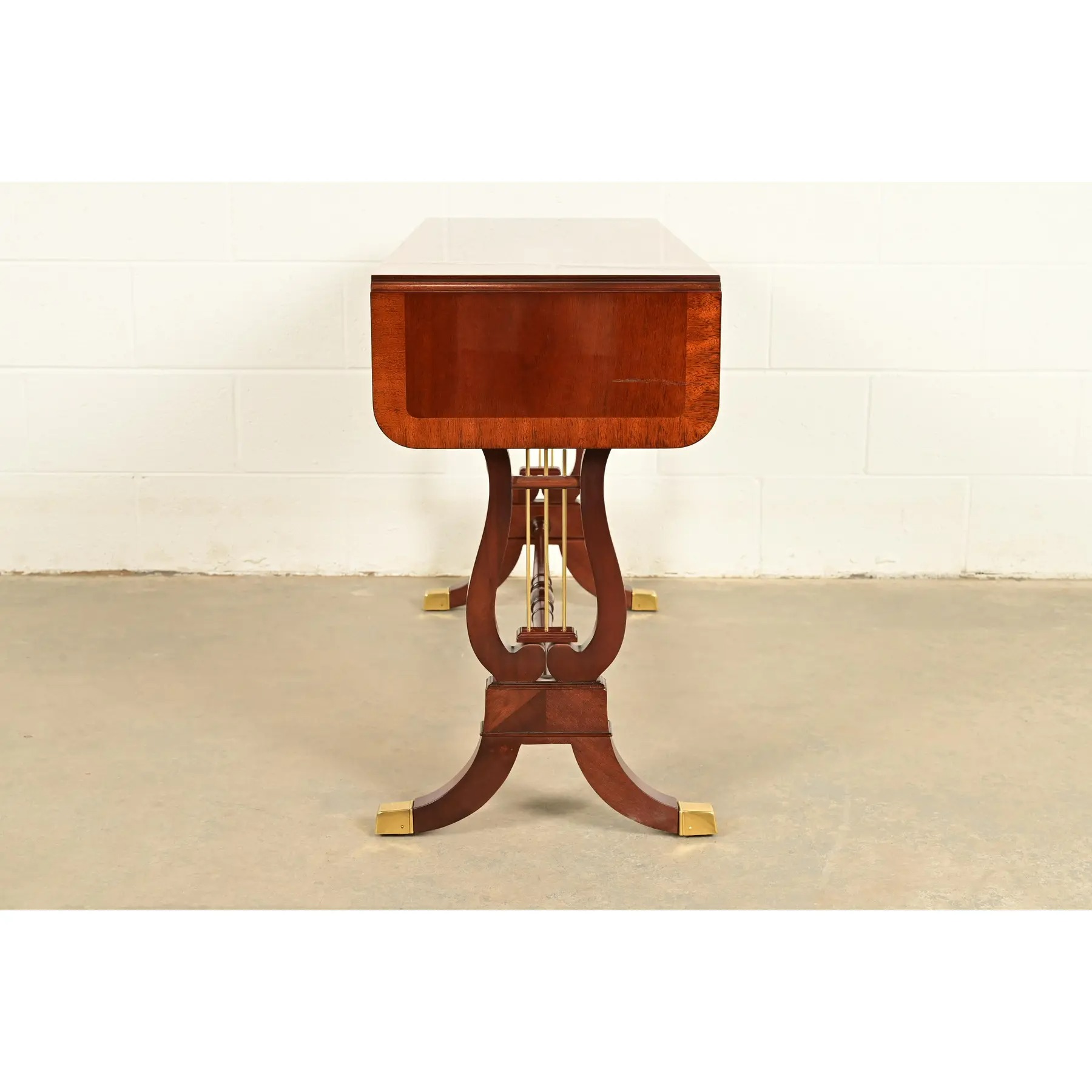 Baker Furniture English Regency Lyre Base Console or Sofa Table - Image 11
