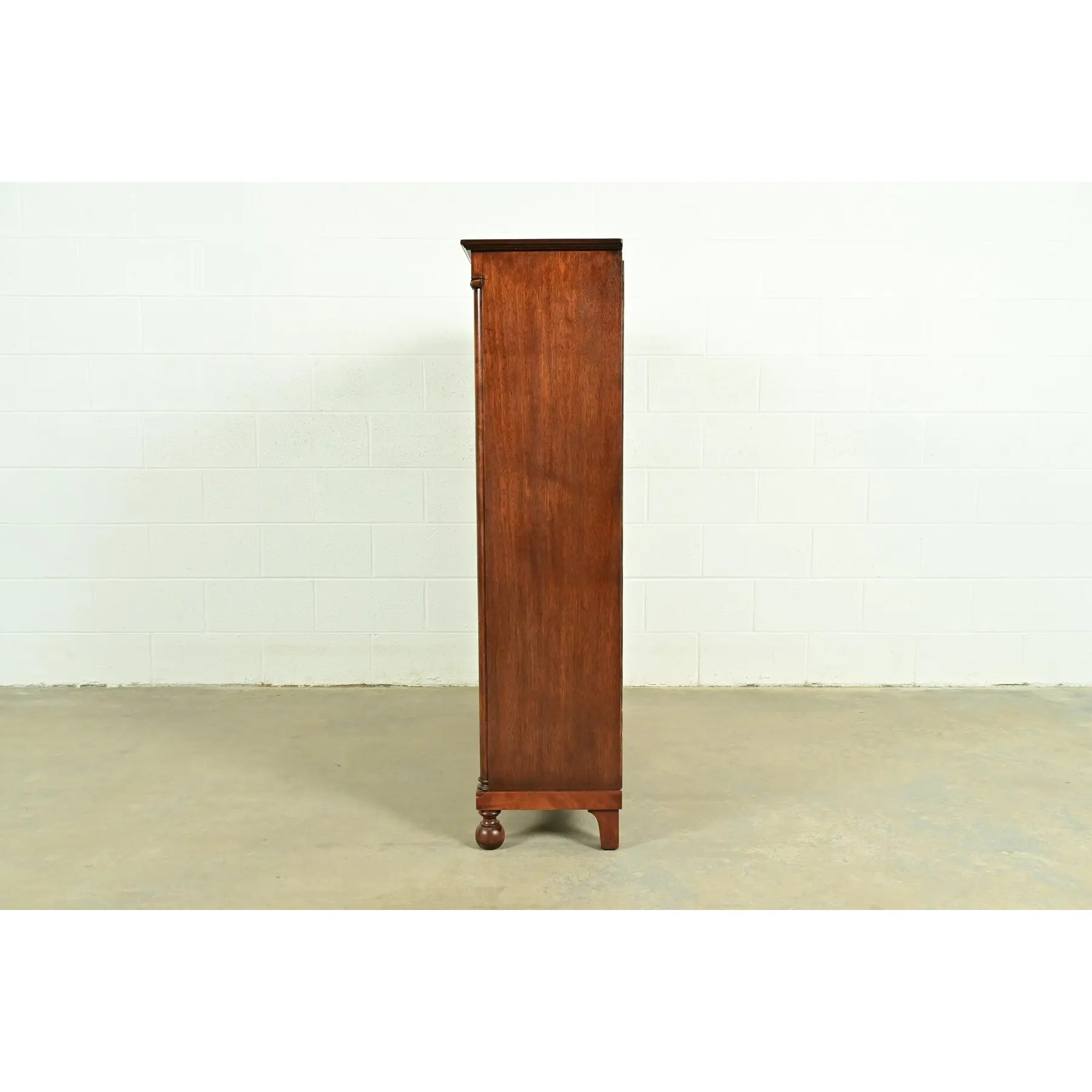 R. J. Horner Style Antique American Empire Carved Mahogany Glass Front Double Bookcase, Circa 1890s - Image 11