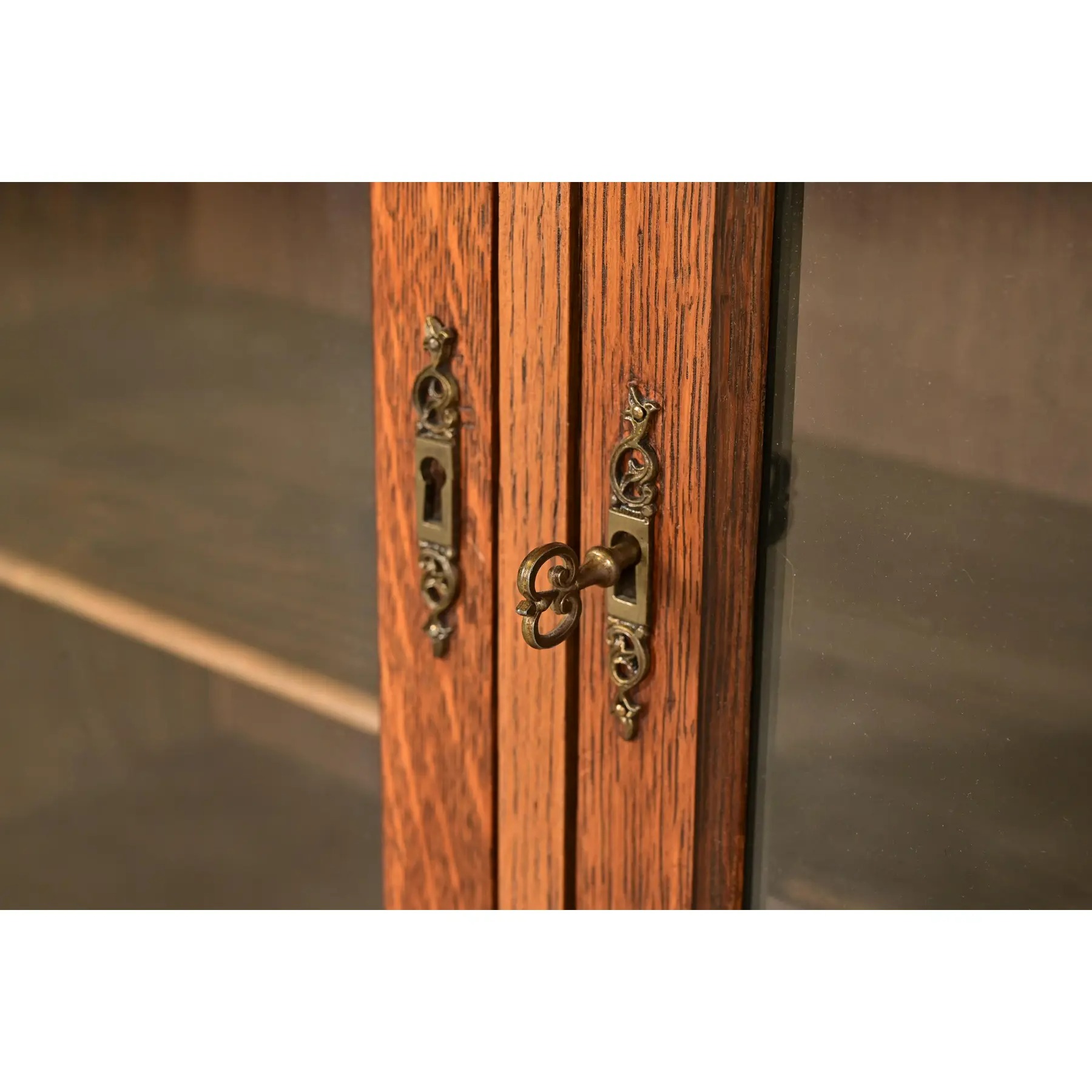 Antique Victorian Carved Oak Two-Door Bookcase, Circa 1890s - Image 8