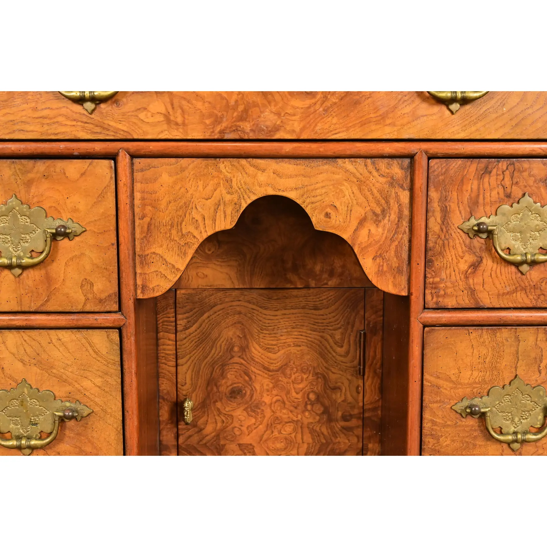 Baker Furniture Georgian Burled Walnut Writing Desk, Circa 1970s - Image 10