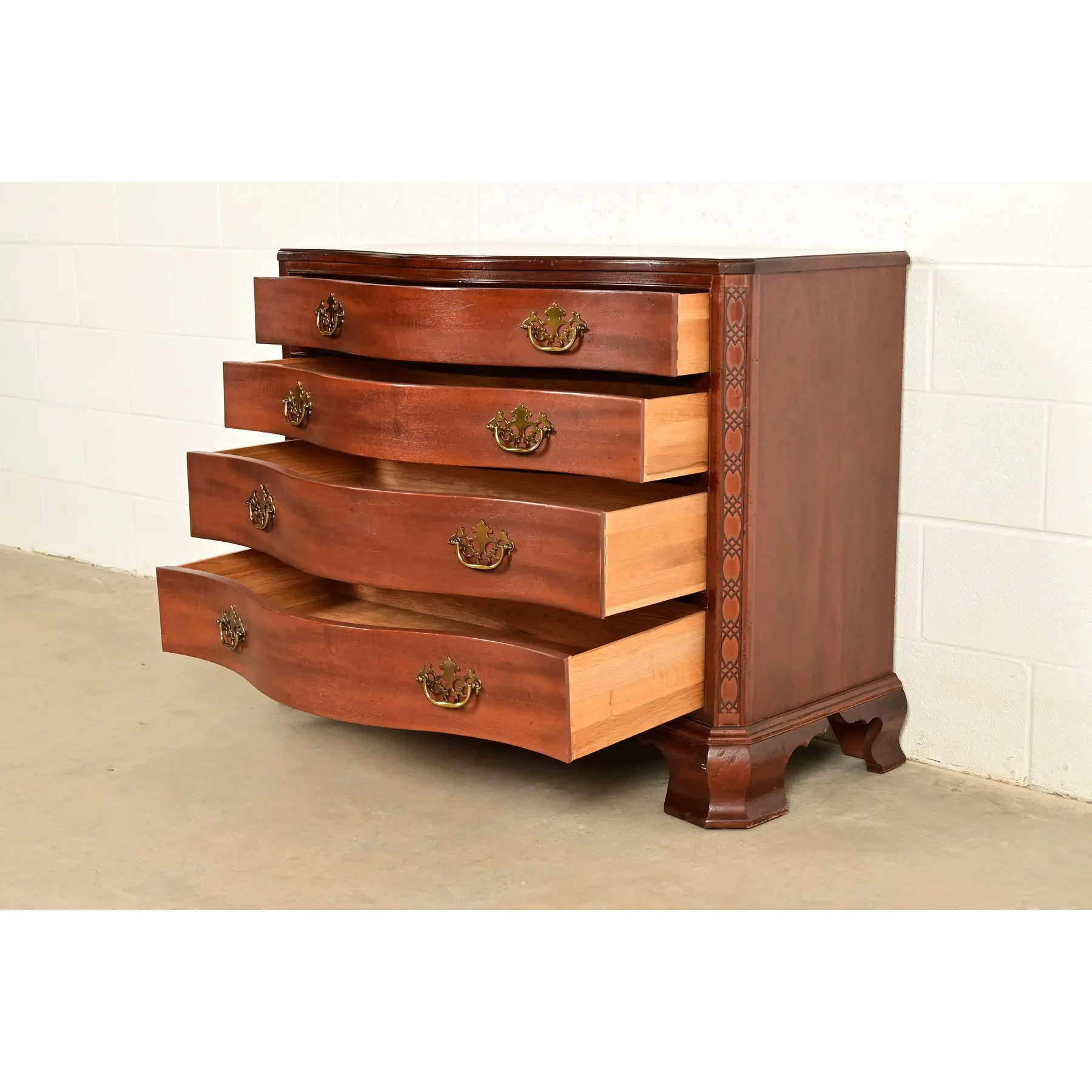 Baker Furniture Historic Charleston Chippendale Carved Mahogany Serpentine Front Dresser Chest - Image 6