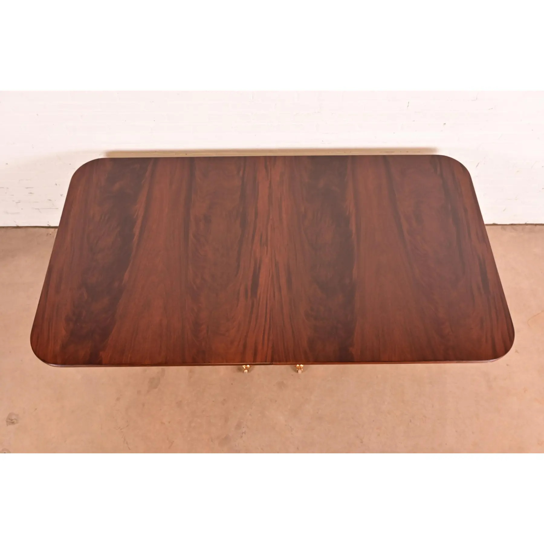 Maitland Smith Georgian Flame Mahogany Double Pedestal Extension Dining Table, Newly Refinished - Image 9