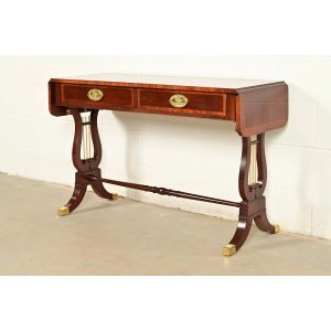 Baker Furniture English Regency Lyre Base Console or Sofa Table
