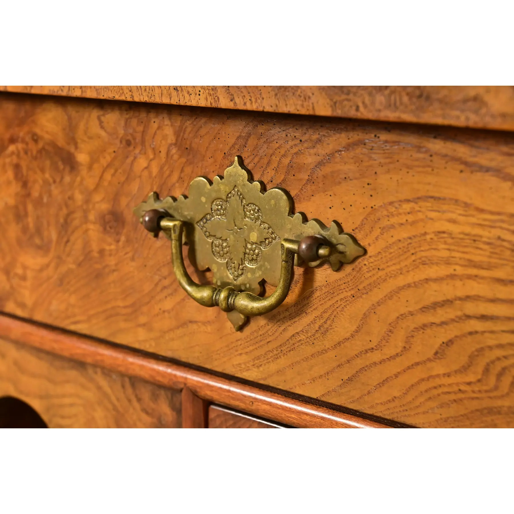 Baker Furniture Georgian Burled Walnut Writing Desk, Circa 1970s - Image 9